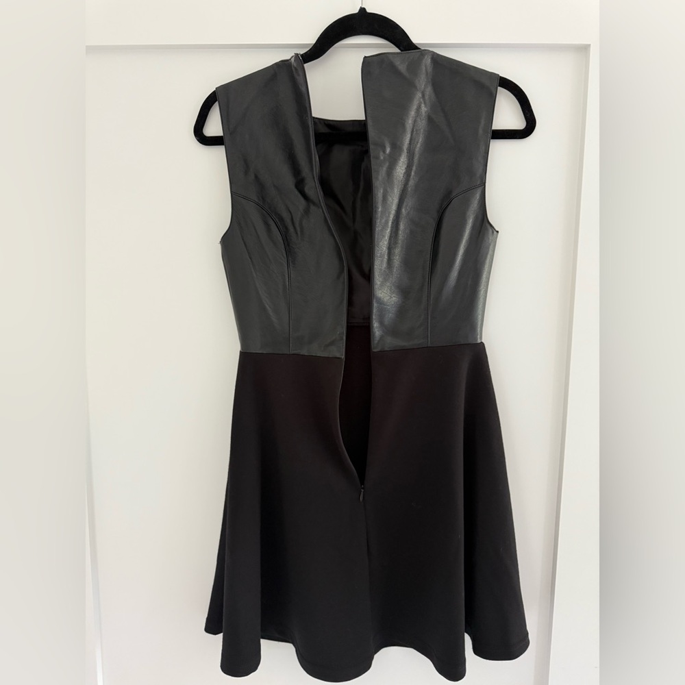 French Connection Black Leather Accent Mini Dress - Picture 3 of 3